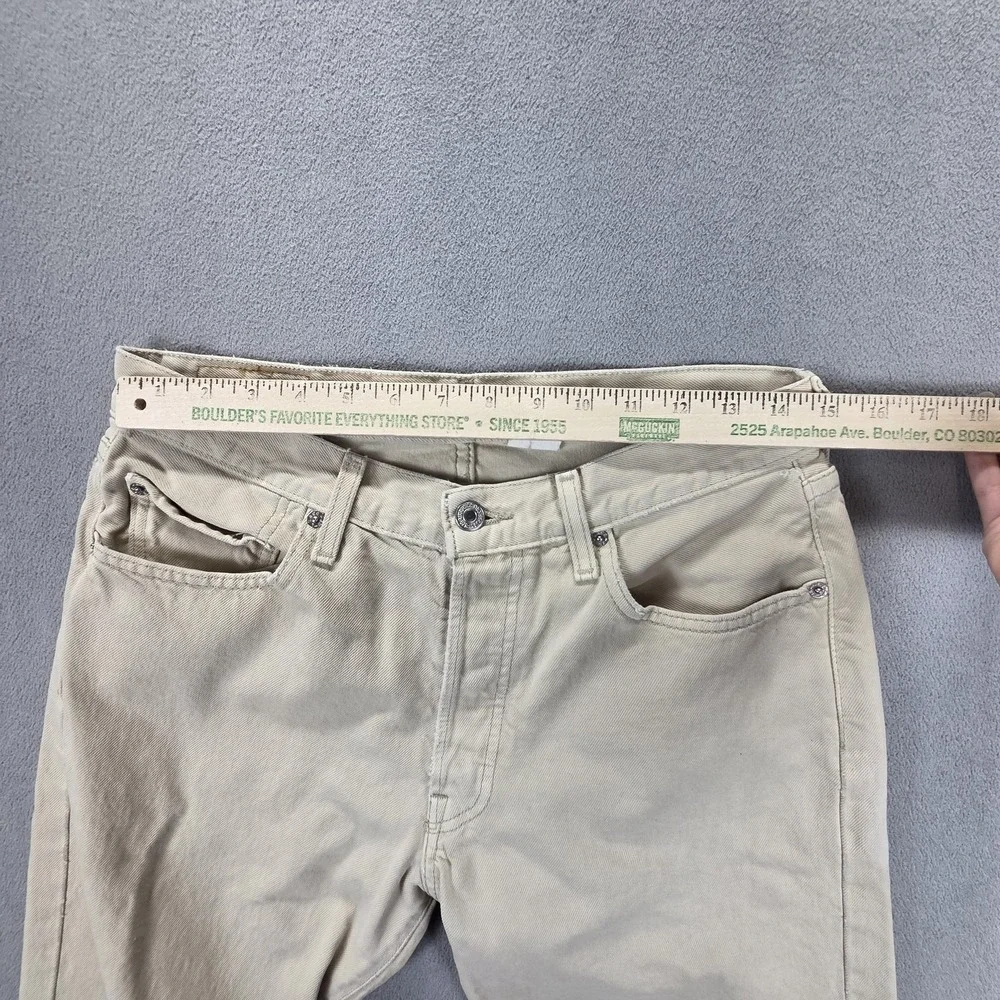 VTG Levis 501 Jeans Mens Cream Light Wash Straight Regular Button Fly Fits 28x28